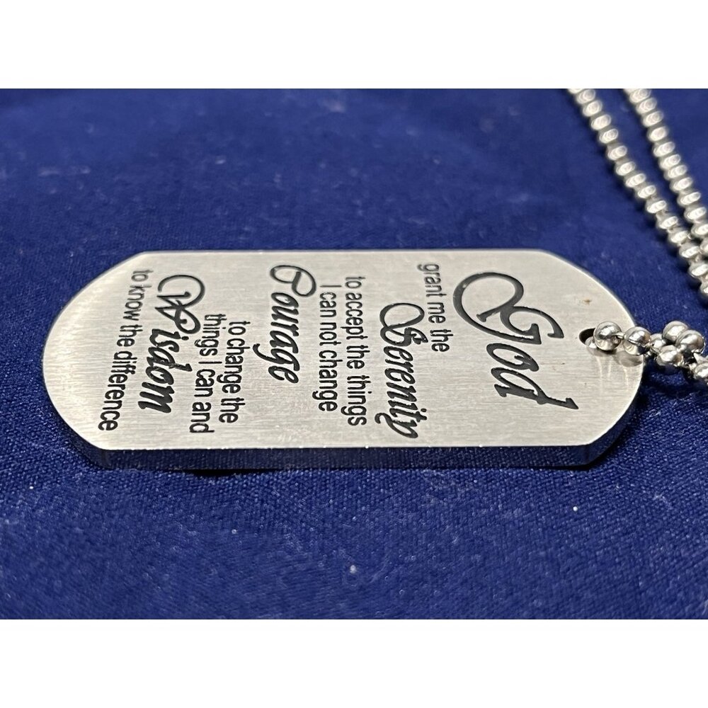 Serenity Prayer Dog Tag & Nail Cross Necklace Christian Faith Gift - Picture 8 of 8
